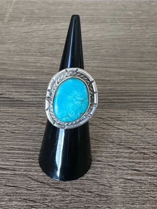 Vintage Navajo Native American Sterling Silver & Turquoise Ring Size 5