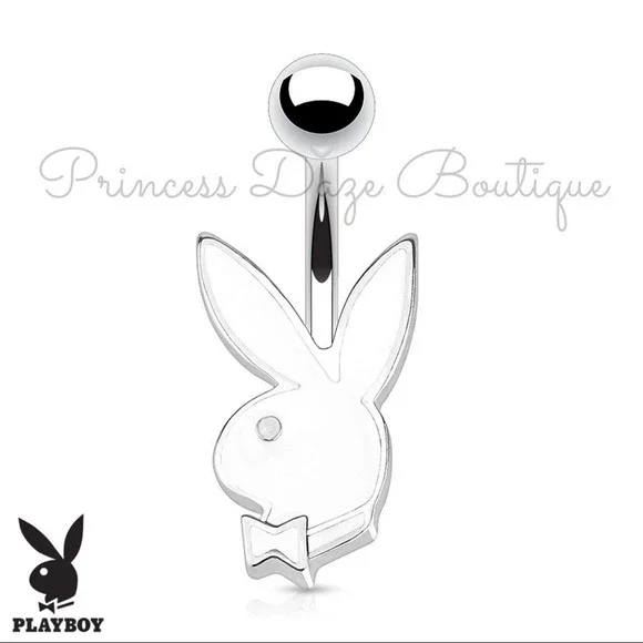 White Playboy Bunny‎ Belly Button Ring