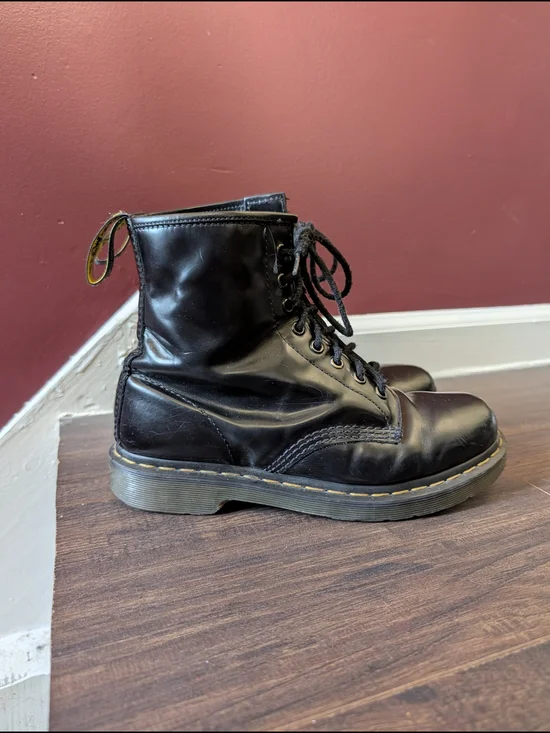 Dr. Martens 1460 Black Patent Leather Lace-Up Ankle Combat Boots US Mens 8