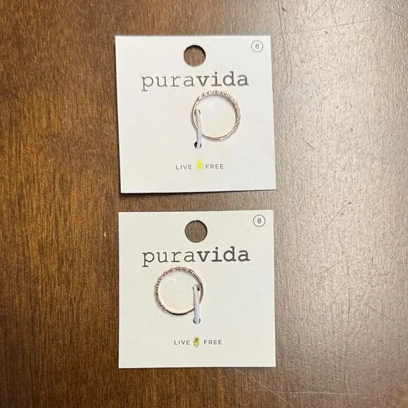 Pura Vida Floral Stacking Rings Set of Two - Brass Base with Rose Gold Plating
