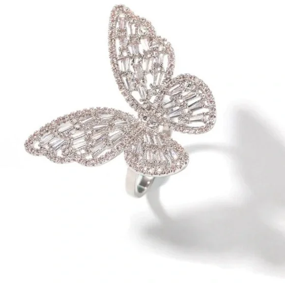 Silver butterfly ring