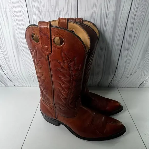 Vintage Biltrite Men’s Brown Leather Western Cowboy Boots 10D
