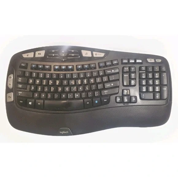 Logitech K350 Wave Keyboard Black Wireless Ergonomic NO USB Dongle‎ Parts Only