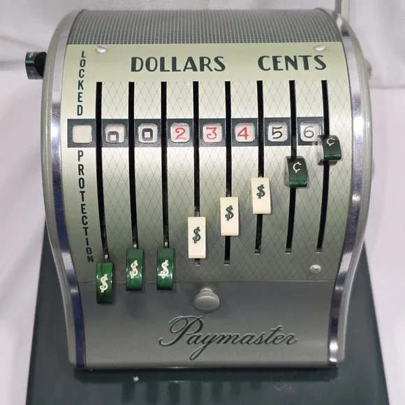 Vintage Paymaster Series Check Writer With‎ Keys MCM Art Deco Accounting