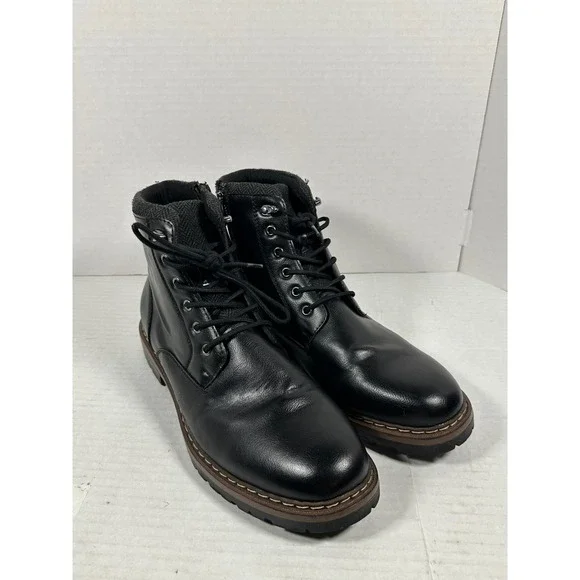 Madden NYC Mens Combat Boots Black Lace Up Side Zip MNMN43AM676 Size 12‎