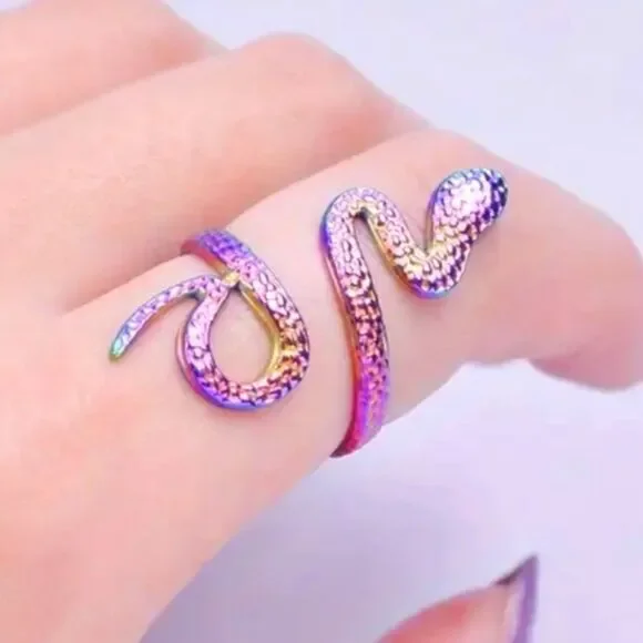 Iridescent Snake Ring For Adults