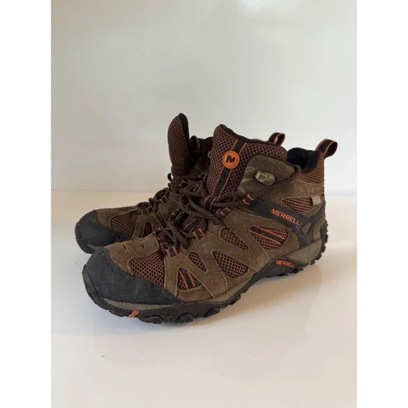 Merrell M-Select DRY Mens Brown Orange Waterproof Hiking Boots J8804C Size 8