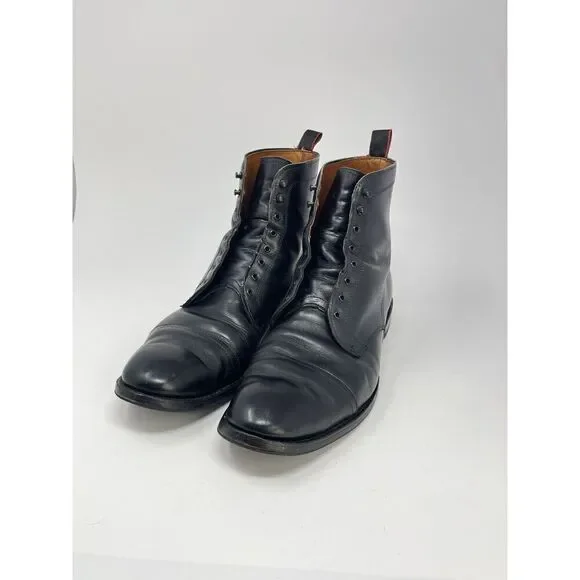 Allen Edmonds First 1st Avenue Black Laced Boots Cap Toe Combo Sole Size 11.5 D