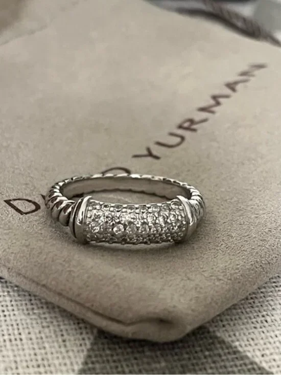 ✨ David Yurman Silver Pavé Diamond Cable Ring ✨