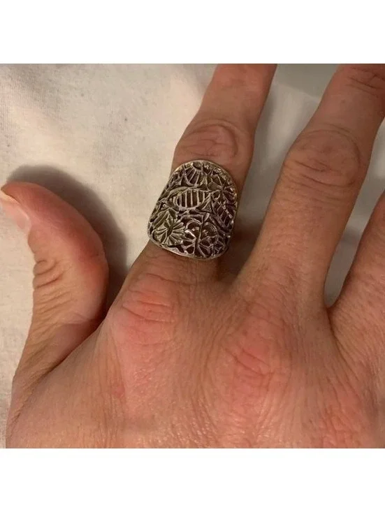 Sterling Silver Filagree Ring Sz 9.5