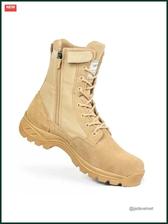 Military Tactical Combat Boots with Side Zipper, Puncture Resistant, 8 Inch