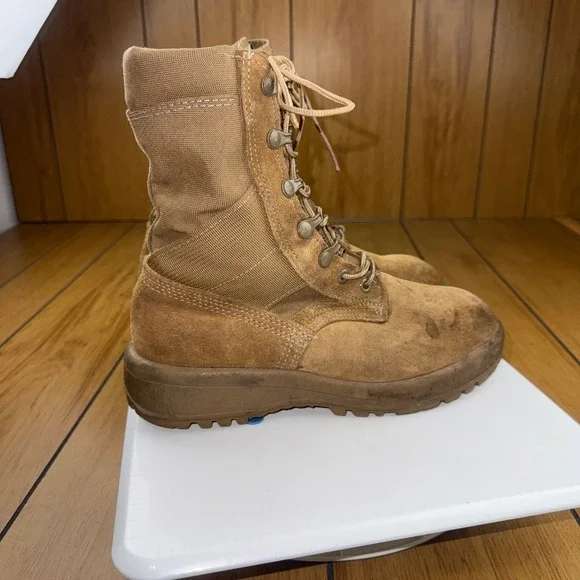 Belleville AHWC Military Combat Boots‎ Brown Suede Vibram 5.5 XW Made in USA
