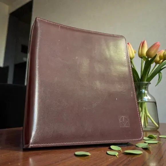 Franklin Covey 7 Habits Leather Planner Organizer Brown Binder Tabs Paper Insert
