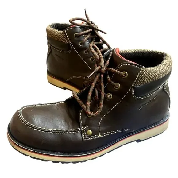 Eddie Bauer Tom Boots Mens Boys 5M Brown Leather Lace Up Ankle Cushion Padded