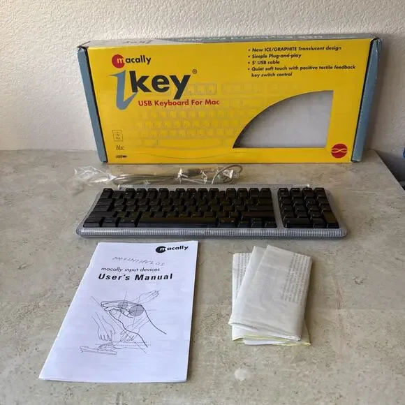 Vintage Macally iKey Wired USB Keyboard - Tested - Mac