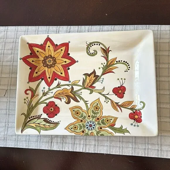 Pier 1 Carynthum Floral Decorative Tray Decor