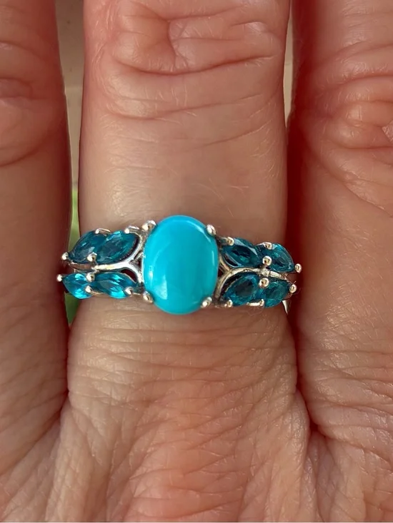 Sleeping Beauty Turquoise & Blue Apatite Band Ring