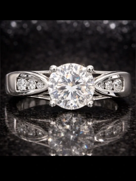Victoria Wieck vintage round brilliant CZ engagement wedding ring band silver