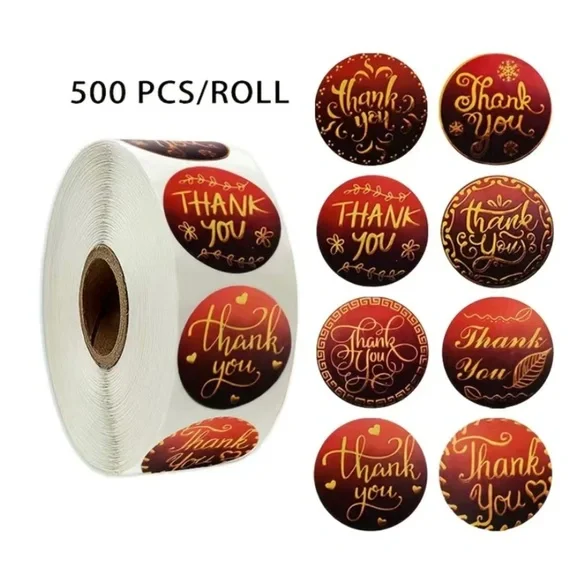 1roll/500pcs 1” thank you stickers‎