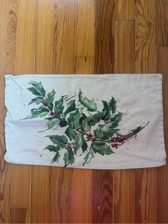 Pottery Barn Holiday Holly Branch Decorative Pillowsham