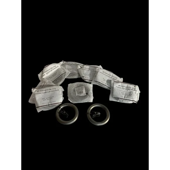 Pottery Barn Standard Curtain Clip Rings Small Pewter Finish Set of 10 NWOB