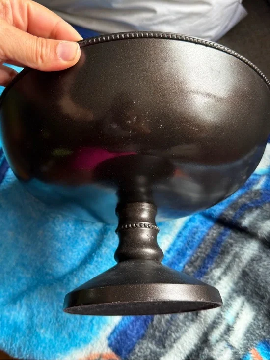 Small pottery barn Pedestal Bowl — Dark Bronze Decorative Centerpiece