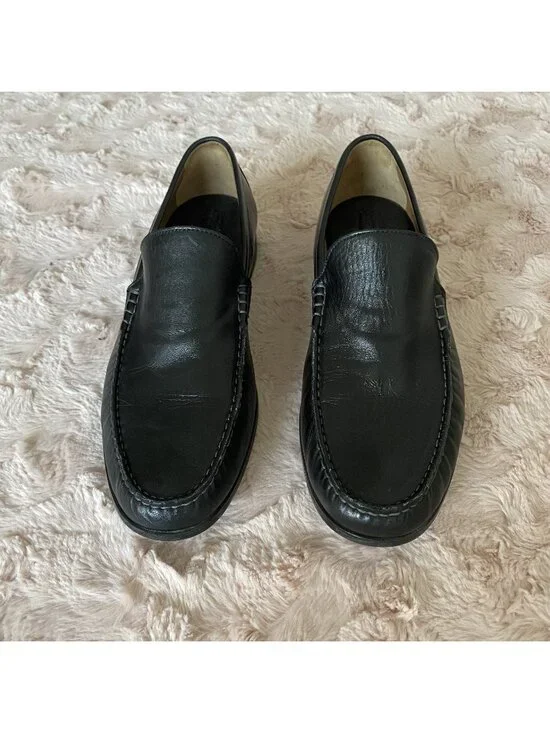 Johnston & Murphy Mens 10M Dark Brown Soft Loafers Sheepskin Classic