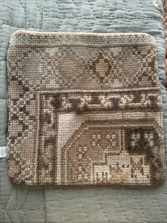 Pottery Barn Beige and Taupe Geometric Pattern Pillow Cover