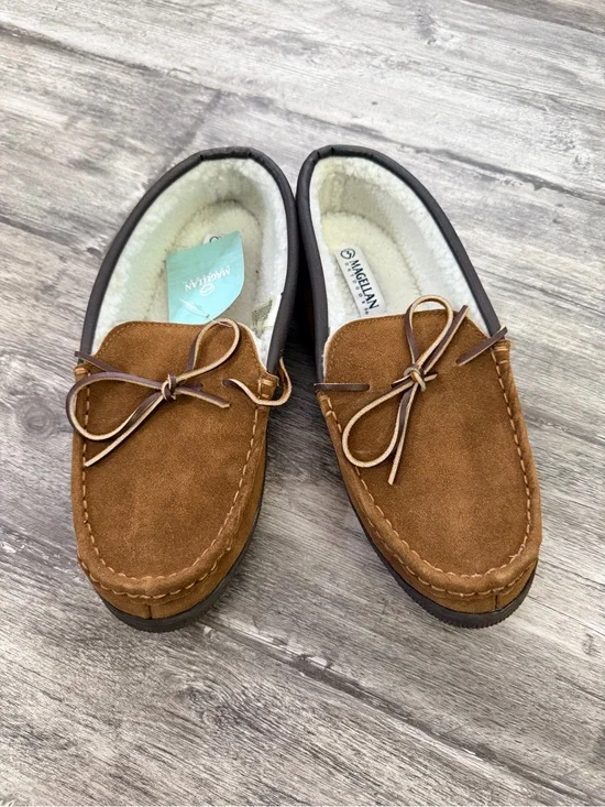 Magellan Outdoors Tan Suede Moccasin Slippers with Bow