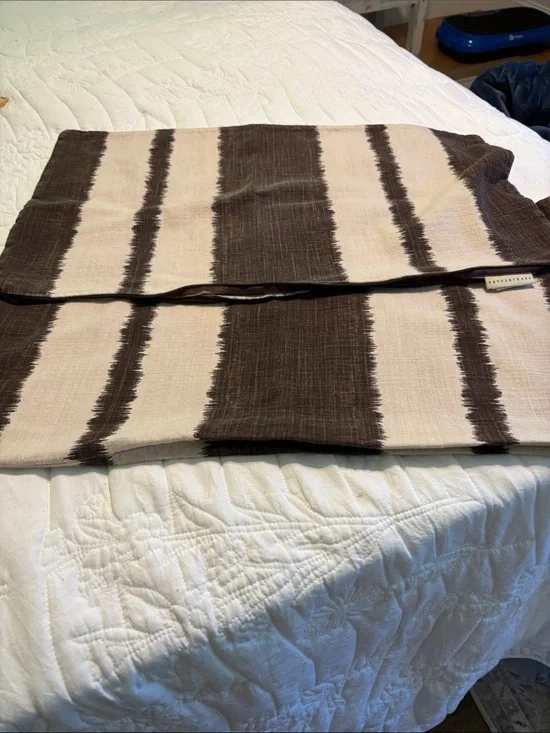 Pottery Barn Brown and Cream Striped Accent Pillow Covers