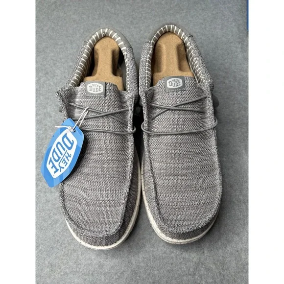 Hey Dude Wally Stretch Sox Grey Mens Slip On Loafers 41898-030 Size 12