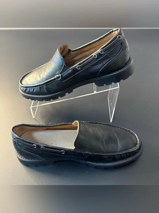 Brix Men’s Black Leather Slip-On Driving Loafers Size 11.5