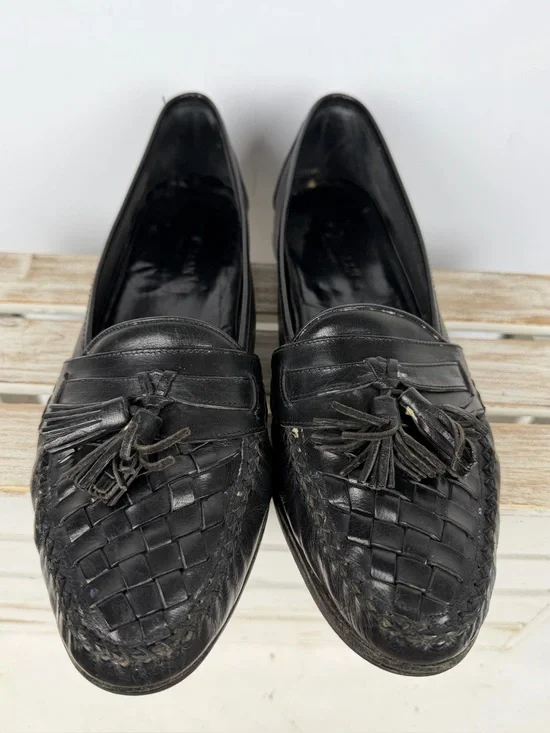 Cole Haan Woven black Leather Tassel Loafers men’s size 11 basket weave