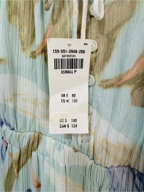 Abercrombie & Fitch NWT Easy Waist Lt Green Tiered MidMaxi Dress Floral Romantic