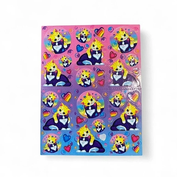 Vintage 90s Lisa Frank Bubble Kitten Sticker Sheet Missing 1 Sticker