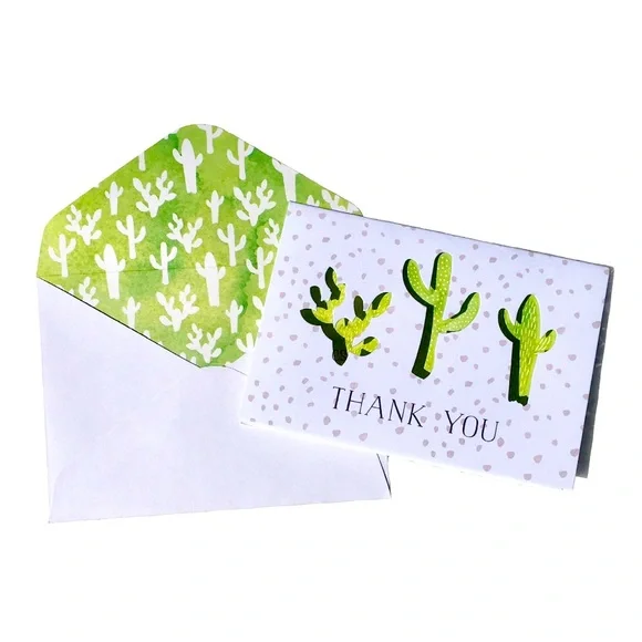 Molly & Rex Window Boxed Cactus Trio Laser Cut Thank You Note Cards (13798) 10ct