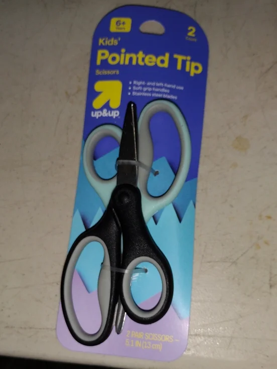 Kids' Pointed Tip Scissors - Black & Light Blue