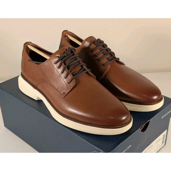 Cole Haan Grand Shadowlite Plain Toe Oxfords British Tan Ivory Men's 11 C41561
