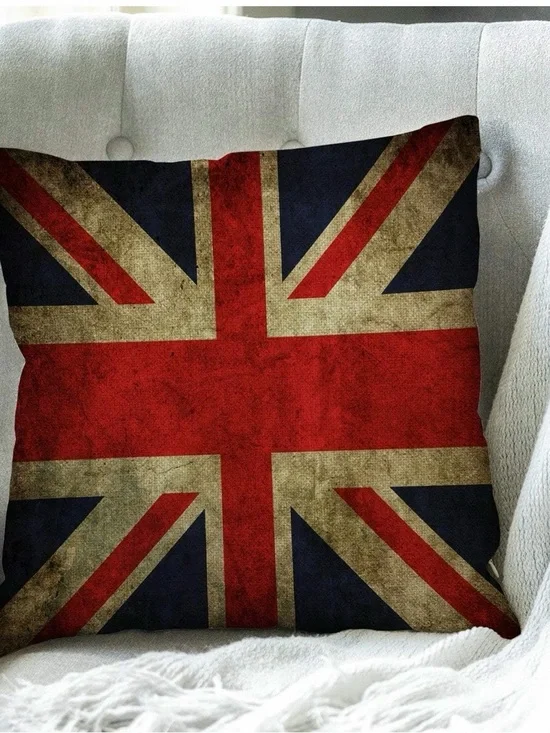 Union Jack Accent Pillow in Red, Navy & Cream - Unbranded