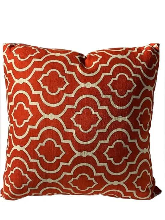 Brick Red, Cream, and Black Pillow 20” x 20”