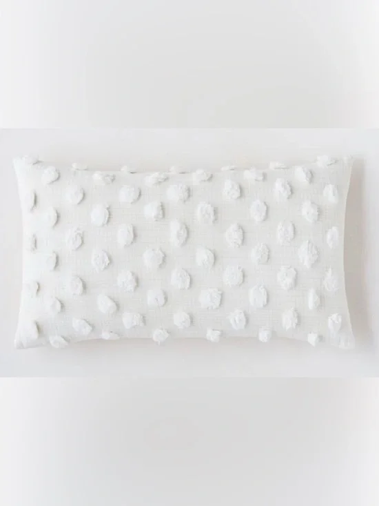 West Elm White Candlewick Pillow Cover 12x21 Stone NWT Rare
