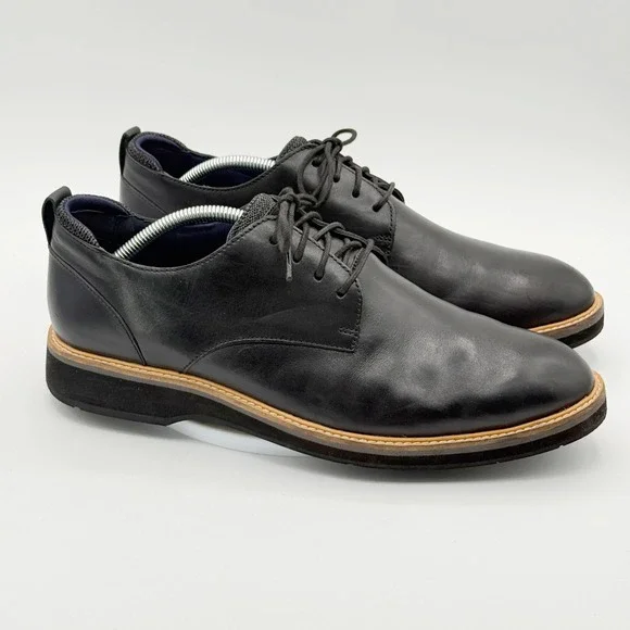 Cole Haan Grand 360 Oxford Shoes Size 10.5 Men Black Leather Plain Toe‎ C33388