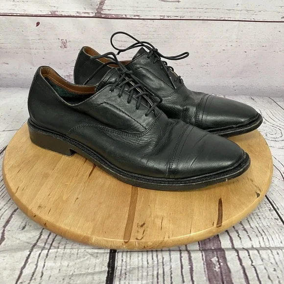 Frye Mens 11D Black Leather Cap Toe Oxford Dress‎ Shoes Made Mexico