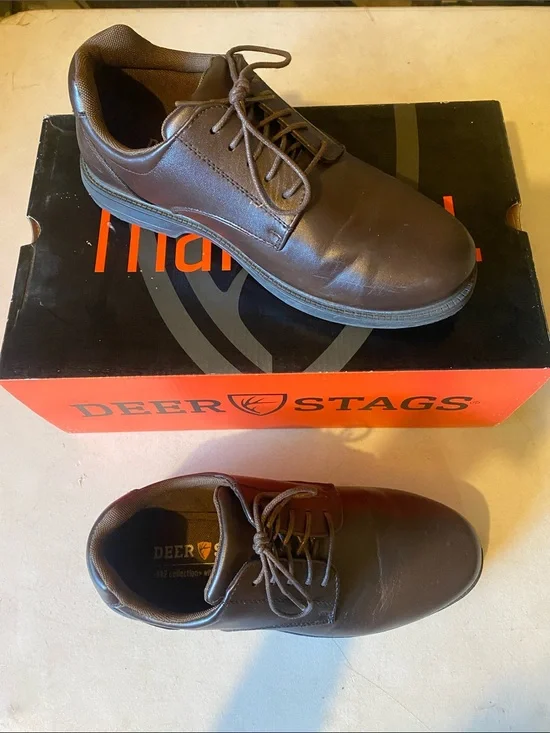 Deer Stags Men's Dark Brown Lace-Up Oxford Shoes 8W Work Fall