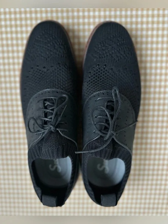 Men's Black Knit Lace-Up Casual Shoes