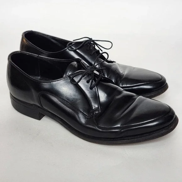 Vintage Black Leather Split Toe Derby Oxfords Norwegian Stitched Sole 11.5 C