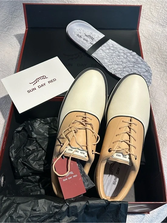 Sun Day Red Men’s Two-Tone Cream and Tan Leather Oxfords