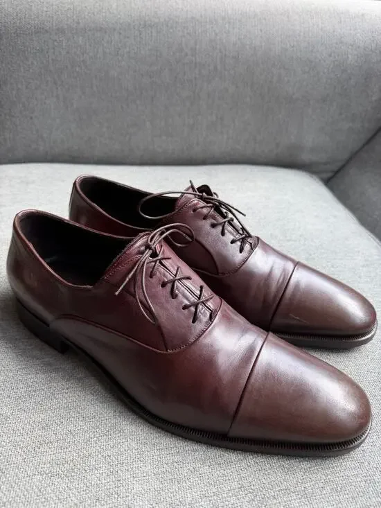 Bruno Magli Adriano Leather Cap Toes Oxford Shoe Men's 12 Brown Classic Elegant