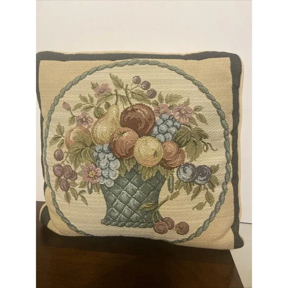 Throw Pillow Farmhouse Fruit Basket Cottage Print