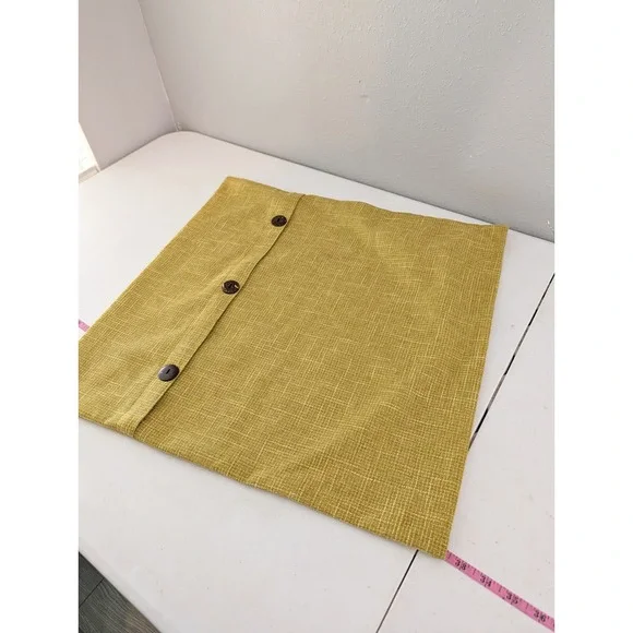Mustard Yellow Texture 22x22 Decorative Pillow Cover Button Zipper Accent Square